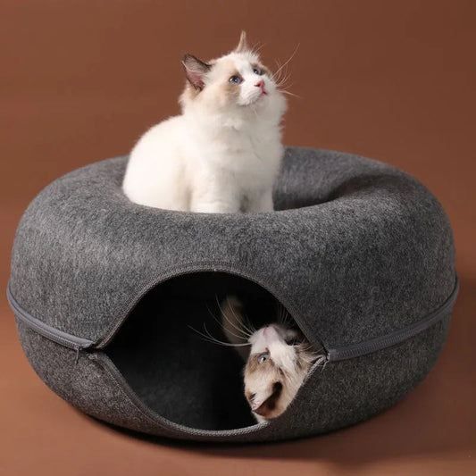Kitty's Play Paradise: Donut Bed & Tunnel Combo for Endless Fun!