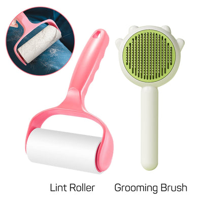 PurrfectGroom - Self-Cleaning Pet Slicker Brush & Massaging Hair Remover