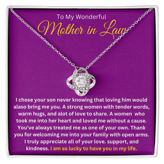MOTHER-IN-LAW - I AM SO LUCKY TO HAVE YOU IN MY LIFE -  LOVE KNOT NECKLACE