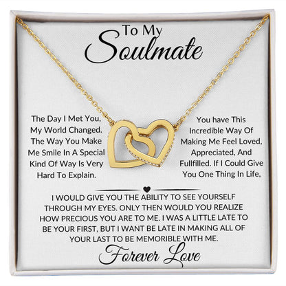 To My Soulmate-You Are Precious To Me-Interlocking Hearts Necklace