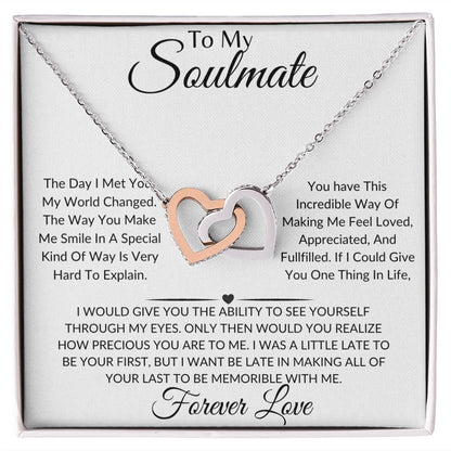 To My Soulmate-You Are Precious To Me-Interlocking Hearts Necklace