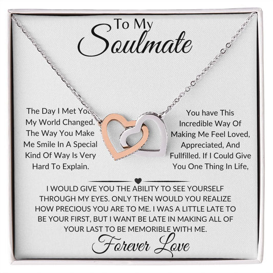 To My Soulmate-You Are Precious To Me-Interlocking Hearts Necklace
