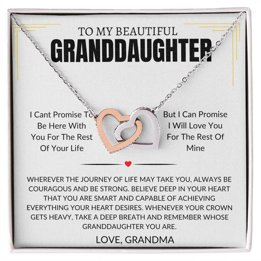GRANDDAUGHTER - WHENEVER YOUR CROWN GETS HEAVY - INTERLOCKING HEART NECKLACE